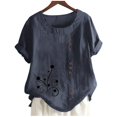thumbnail image 2 of Birdeem Womens Summer Casual Round Neck Short Sleeve Printing Loose Shirt Tops, 2 of 5