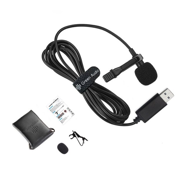 CUITING 1 Set Professional USB Clip On Microphone Lavalier Lapel Mic 2m Length Cable