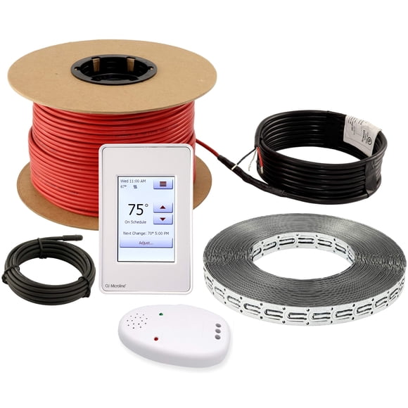 LuxHeat 160sqft Floor Heating Cable Kit - 240v Under Tile Floor Heater Kit - Heated Flooring System Includes UDG4 Programmable Thermostat w/GFCI, Heating Cable, Strapping, Flooring Sensor & Alarm