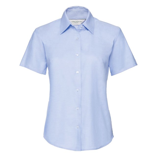 Russell Collection Chemise Oxford à Manches Courtes pour Femmes/femmes Entretien Facile
