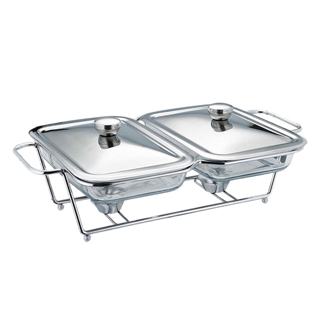 simhoa Buffet Food Warmer Convenience Food Warmer Tray for Birthday Parties Wedding 1.5L 2 Compartment