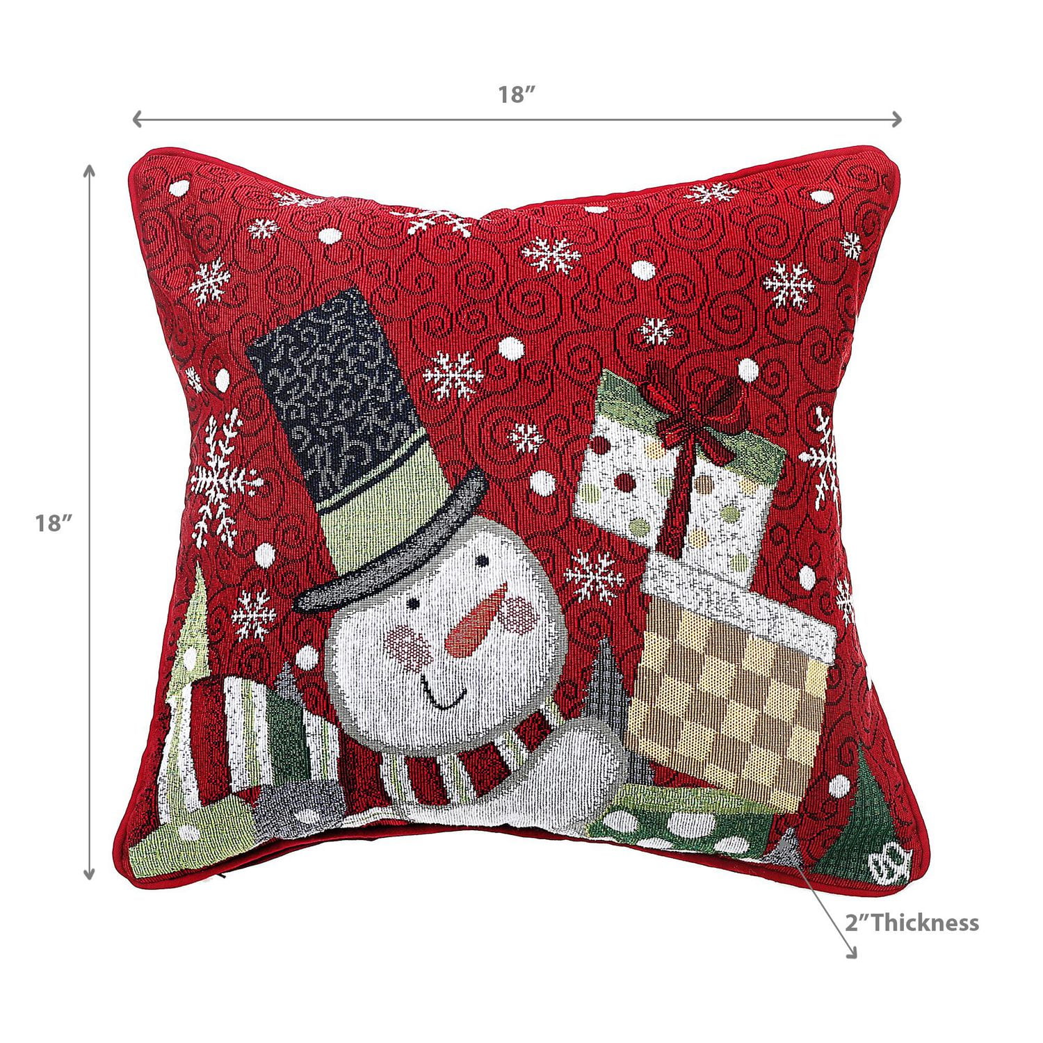 Christmas Tapestry Cushion Snowman Holding Présente 18X18 - Ensemble De 2