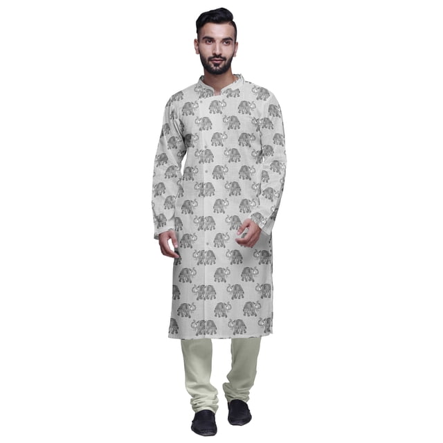 Atasi Kurta Pyjama de Fête pour Hommes Col Mandarin Manches Longues Kurta Pyjama Ethnique