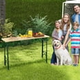 thumbnail image 2 of Costway 5.5 Ft Outdoor Folding Wood Picnic Table Height Adjustable Metal Frame, 2 of 7