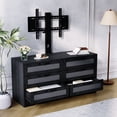 thumbnail image 4 of 47.2" Modern TV Stand with Mount and 6-Drawer Rattan Storage, Entertainment Center for 32-85 Inch TVs, Media Console Table for Living Room, 4 of 9