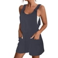 thumbnail image 1 of Kcodviy Combinaisons Courtes d'Été pour Femmes Confortables, Combinaison Décontractée Ample Sans Manches, Combinaison Décontractée à Bretelles Nouées, Body, Salopettes pour Femmes avec Poches, 1 of 7