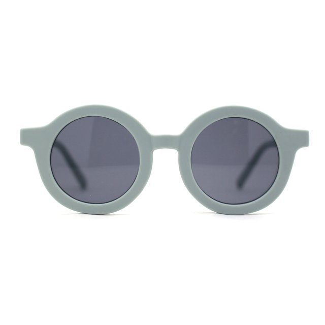 Lunettes de Soleil Rétro pour Enfants, Taille Enfant, Plastique Épais, Lentille Ronde Ronde, Bleu Clair Noir