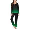 thumbnail image 2 of Timegard Ensembles de Pyjamas pour Femmes 2 Pcs Confortables Couleur Dégradée Manches Longues Col en V Haut et Pantalon Tenues de Pjs, 2 of 5