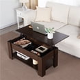 thumbnail image 4 of Yaheetech Table Basse Moderne à Plateau Relevable avec Compartiment Caché et Rangement pour Salon, Espresso, 4 of 7
