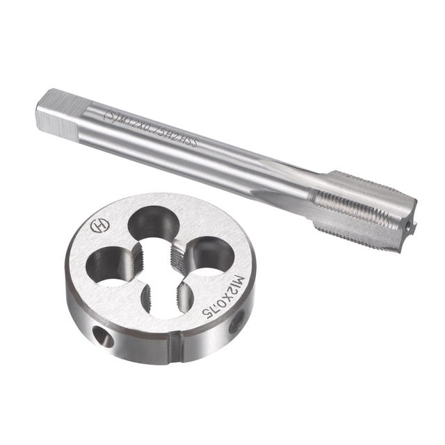Unique Bargains M12 x 0.75mm Metric Tap and Die Set Machine Thread Tap with Round Die