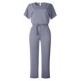 thumbnail image 2 of Kcodviy Combinaison Pantalon en Dentelle Unie pour Femmes, Boutonnée, à Manches Courtes, Col Roulé, Manches Longues, Combinaison pour Femmes, 2 of 6
