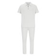 thumbnail image 4 of Birdeem Ensemble de Sport Décontracté pour Homme, Uni, Mode, Col Rabattu, Chandail à Enfiler, Manches Courtes, Pantalon, Survêtement Deux Pièces, 4 of 6