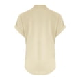 thumbnail image 5 of RKSTN Womens Summer Tops Fashion Cotton and Linen Buttons Going out Tops Basic Solid Color Shirts V-Neck Short Sleeve Loose Fit Pullover Tops, 5 of 5