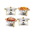 thumbnail image 1 of Plats Anti-Frottement pour Buffet, Ensemble de 2, Serveurs de Buffet Ronds de 5 QT et Ensemble de Réchauds avec Couvercle en Verre, Support et Plateau d'Égouttement, Réchauds en Acier Inoxydable pour Traiteurs et Fêtes, 1 of 13
