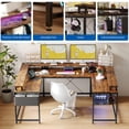 thumbnail image 3 of GloryStar U Shaped Home Office Desk, Reversible L Shaped Gaming Computer Desk with Power Outlets,126 Inch Computer Desk with Monitor Stand and LED Lights,Storage Shelves,Storage Bag and Hooks, 3 of 9
