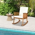 thumbnail image 1 of Gymax Patio Wooden Rocking Chair Lawn Garden Outdoor w/ Armrest Cushion, 1 of 8