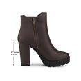 thumbnail image 5 of Allegra K Bottines à Talon Bloc Plateforme Bout Rond Fermeture à Glissière Café 9.5, 5 of 5