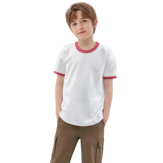 Hauts d'Été pour Garçons en Bas Âge T-Shirts à Manches Courtes Col Rond Coupe Ample Décontractée T-Shirts de Printemps pour Garçon 10-12T