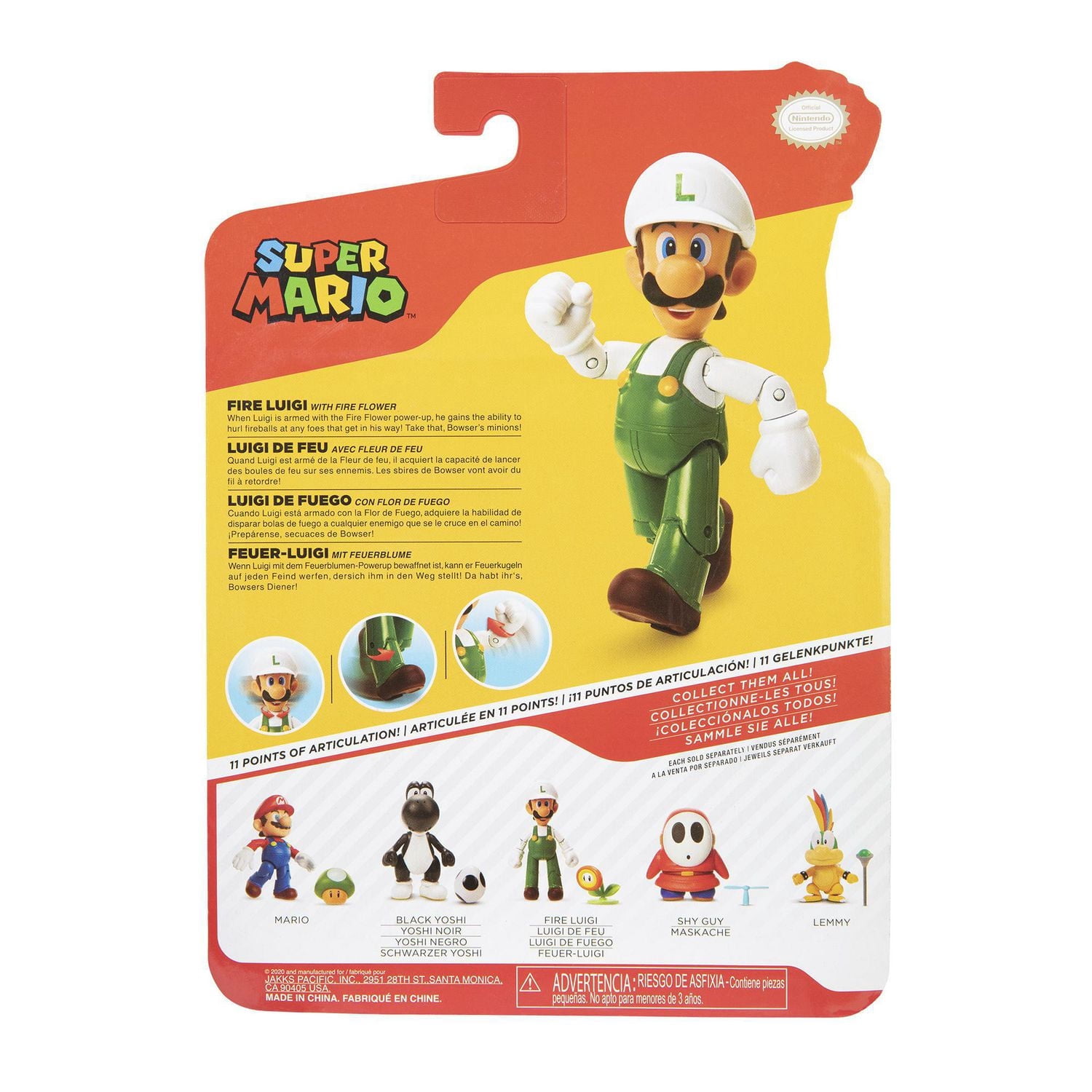Figures 4 pouces Monde de Nintendo – Luigi de feu avec fleur de feu