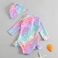 thumbnail image 4 of Toddler Girl Rash Guard Swimwear Hawaiian Ruffle Long Sleeve Sun Protection Girls Bathing Suit Girls 2-3 Years, 4 of 5