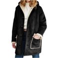thumbnail image 2 of LOVZFMLL Jackets for Women Winter Warm Composite Button Hooded Jacket Outwear Solid Color Coat, 2 of 6