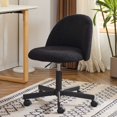 thumbnail image 1 of Ktaxon Armless Home Office Desk Chair Cute Mid Back Vanity Stool Teddy Velvet Swivel Task Chairs with Wheels Black, 1 of 9