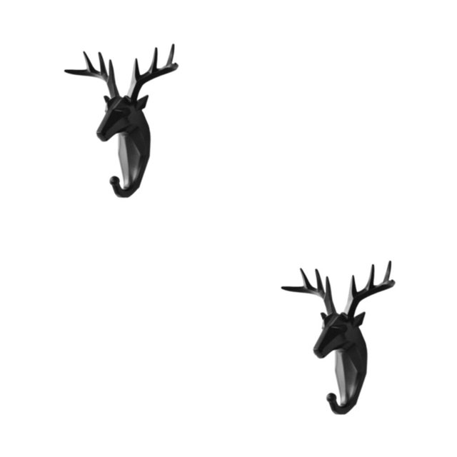 kurtrusly Resin Sturdy And Durable Animal Head Key Hook For Easy Organization Good Decorative Coat Hooks black (deer) 2Set