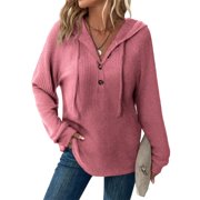 ZMFXJPE Women Workout Hoodie Women Pullover Hoodie Womens Hooded Sweaters Women's Sweat Shirt Pullover Sweatshirt for Women(Pink,L)