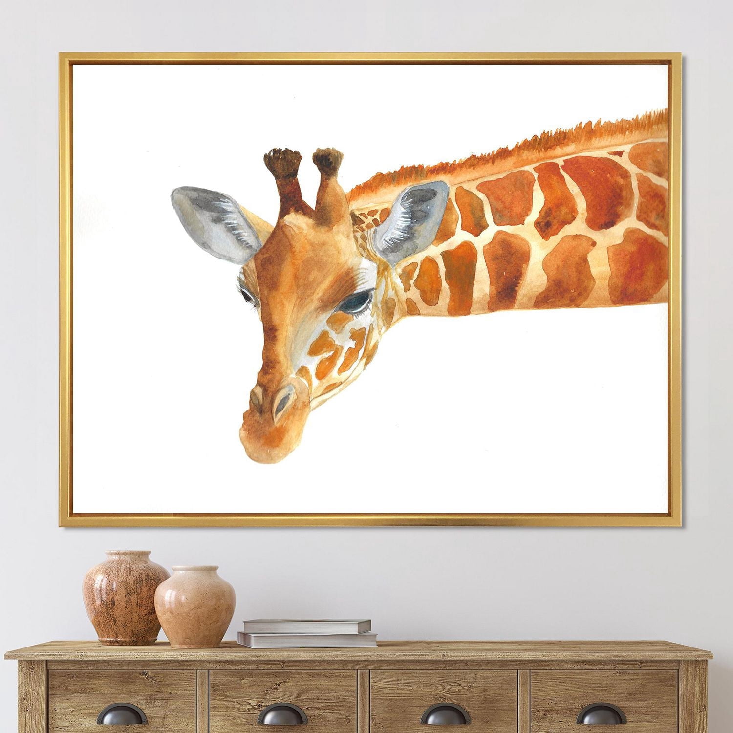 Designart Portrait d'Une Girafe IX ART MURAL À CADRE FLOTTÉ
