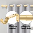 thumbnail image 4 of 2 Pack Gold Curtain Rods for Windows 66 to 120 Inch, 1 Inch Adjustable Heavy Duty Easy Install Curtain Rods Set for Outdoor, Patio, Farmhouse, Bedroom, Living Room (Gold,30"-120",2 Pack), 4 of 5