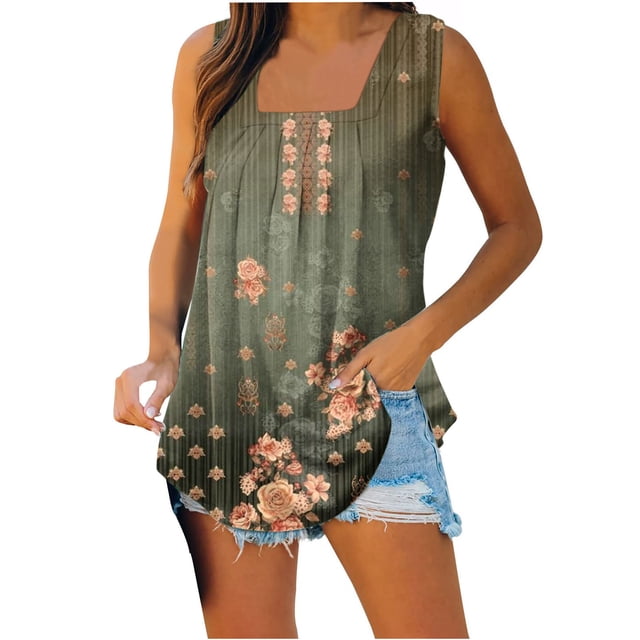 T-shirts pour Femmes Mode Femmes Imprimé Débardeurs Confortables Légers Camisole T-Shirt T-Shirt Imprimé Machine
