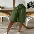 thumbnail image 3 of Oksale Plus Size Womens Bermuda Shorts Elastic High Waisted Drawstring Beach Shorts with Pockets Loose Solid Color Wide Leg Shorts for Going Out Green S, 3 of 9