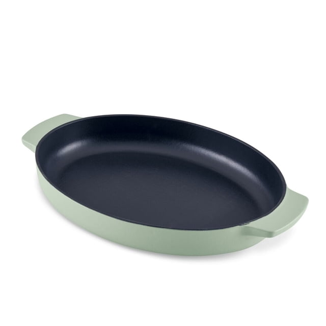 KitchenAid Rôtissoire au Gratin en Fonte Émaillée de 2,5 Pintes, Vert Pistache, avec une Finition Émaillée durable, un design Ovale et des Poignées Intégrées. Convient à la Cuisson, au Rôtissage et au Service, et Est Souvent Utilisé pour les Grins Ou les casseroles.