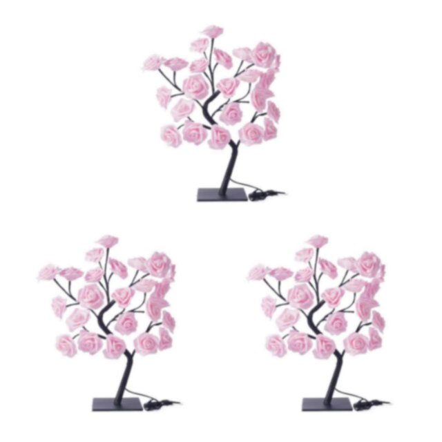 Maytalsory Color Changing Lighted Rose Lamp Remote Control Energy Saving Artificial Bonsai Tree Lights Gift For Any Occasion pink black rod 3Set