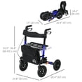 thumbnail image 3 of HOMCOM Folding Adjustable Rollator Walker w/ Seat 10" Rubber Wheels, Blue, 3 of 10