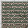 thumbnail image 3 of Soimoi Green Velvet Fabric Flowerpecker & Floral Panel Printed Fabric 1 Yard 58 Inch Wide, 3 of 5