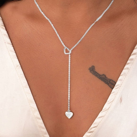 ZZkhGO Stainless Steel Heart Pendant Necklace, Three Heart Chain Jewelry, Gold Silver Rose Necklace for Women