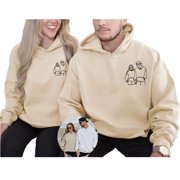 Hooded Sweat Shirt Womens Long Tunic Sweaters plus Long Zip Hoodies Women Sweatshirt with Pocket Half Snap Pullover Women Couple Custom Photo Hoodie Personalised For Couples Beige XS