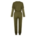 thumbnail image 5 of Mrat Womens Two Piece Outfits Summer 2 Piece Jogging Sets Solid Polyester Long Sleeve Sweatsuits Sets Two Piece Track Suits Drawstring High Waist Pants Set Comfy Outfits B-Army Green 5XL, 5 of 5