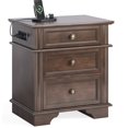 thumbnail image 1 of Ktaxon Solid Wood Nightstand with Outlets & USB Ports, 3 Drawer Traditional Cottage Bedside Table, Brown, 1 of 6