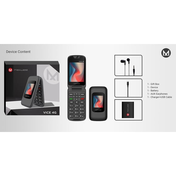 MaxWest Vice 4G LTE Flip Unlocked Brand New Black