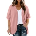 thumbnail image 1 of Plebaso Womens Plus Size Cardigan Short Sleeve Summer Cardigans Open Front Casual Blouses with Pockets, 1 of 7