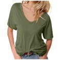 thumbnail image 1 of Women's Fashion Deep V Neck Short Sleeve Tops - Solid Color, Polyester Blend, Slim Fit, Perfect for Daily and Party Wear, 1 of 5