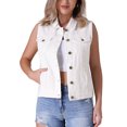 thumbnail image 1 of INSPIRE CHIC Women's Denim Vest Button Down Washed Distressed Sleeveless Jean Jacket with Pockets White XL, 1 of 6
