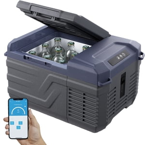 KFFKFF Refroidisseur de voiture, 12V Réfrigérateur portable, 9L Capacité, Gel/Chilling à une seule zone, -4°F-68°F 12/24V DC & 100-240V AC pour Voyage, Camping, RV