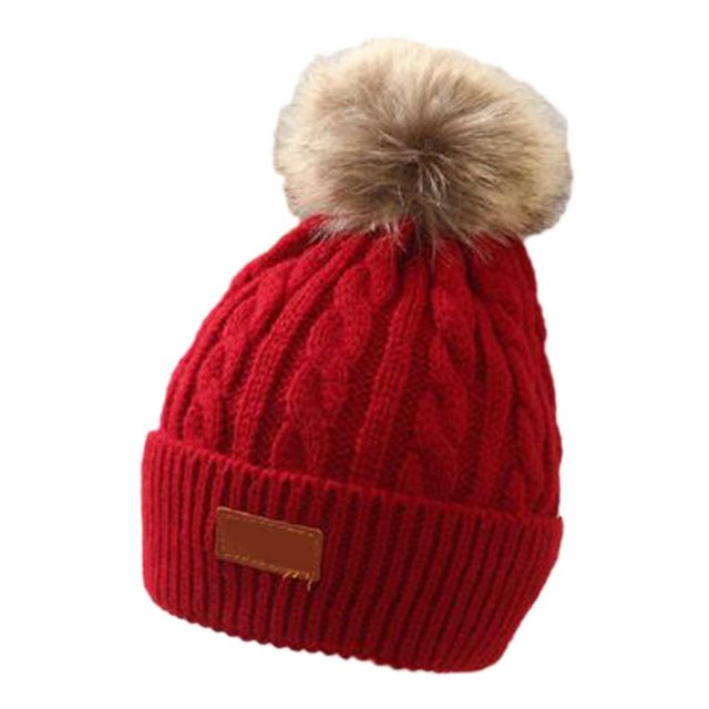 Bonnet Pompon Mode Bébé Unisexe Automne Hiver Bonnet Chaud Épaissir Chapeaux