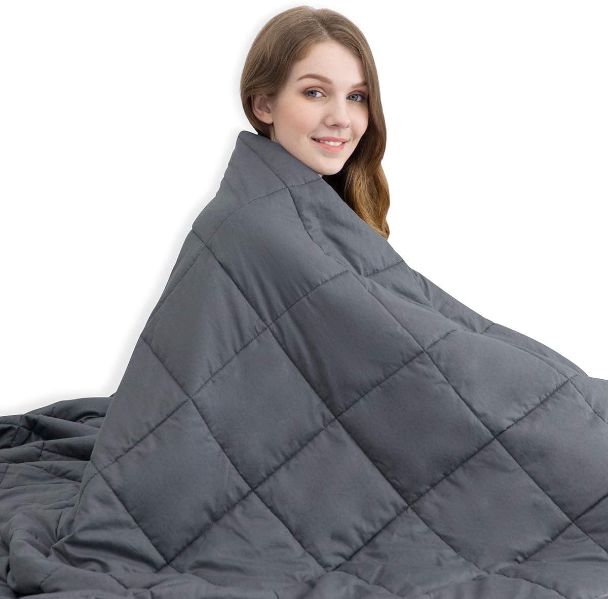 Weighted Blanket for Kids and Adults with Anxiety Sensory Cotton Better Sleep - 60"*80" 15lbs Dark Gray