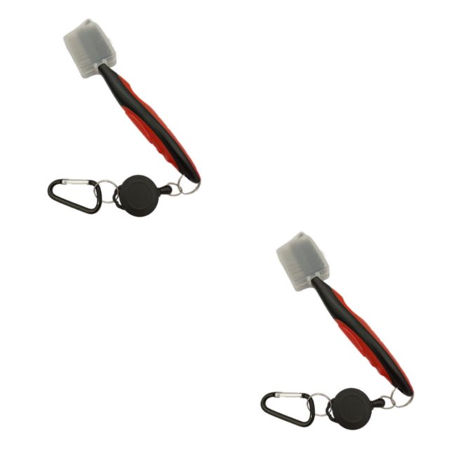 Redempat Stainless Steel Golf Club Brush Portable Solid Color Shoe Brushes Red with Lid 2Set