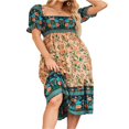thumbnail image 1 of MesaSe Women‘s Summer Boho Dress Floral Print Square Neck Ruffle Swing Beach Party Long Maxi Dress Style E S, 1 of 5