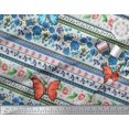 thumbnail image 2 of Soimoi Blue Polyester Crepe Fabric Floral & Insect Patchwork Print Fabric by The Yard 42 Inch Wide, 2 of 3